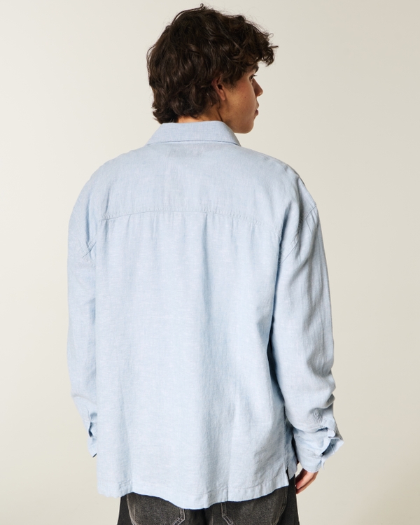 Linen-Blend Button-Through Shirt