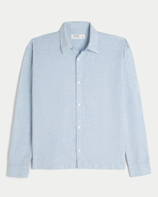 Linen-Blend Button-Through Shirt