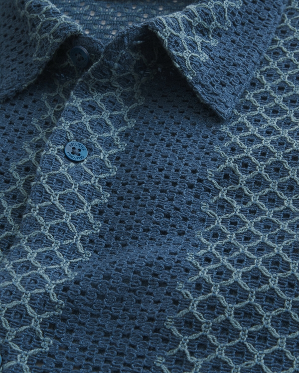 Boxy Short-Sleeve Crochet-Style Shirt