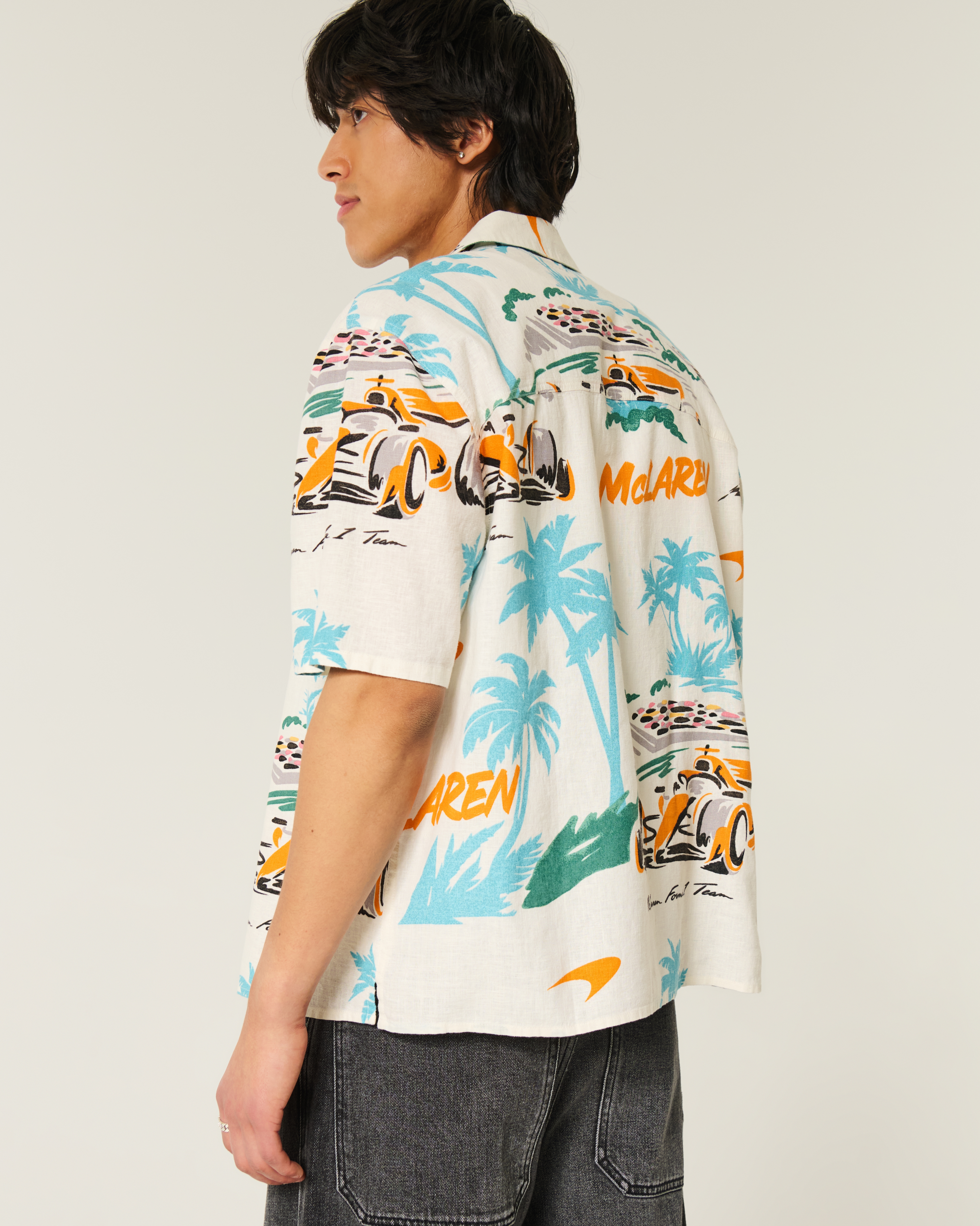 Boxy Linen-Blend McLaren Pattern Shirt