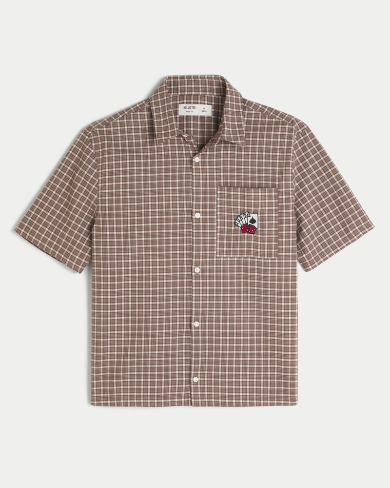 Boxy Short-Sleeve Playing Card Graphic Shirt