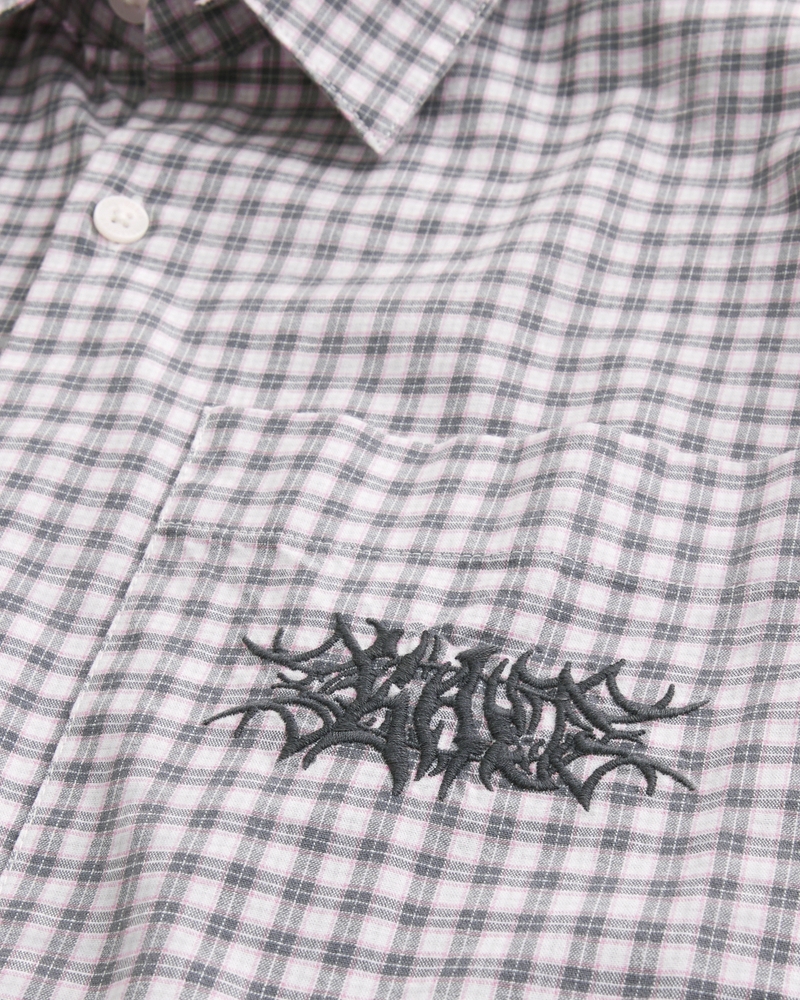 Boxy Short-Sleeve Embroidered Graphic Shirt