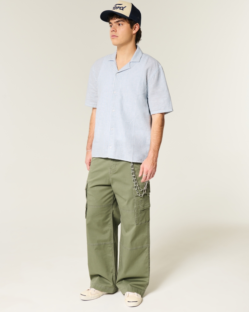Boxy Short-Sleeve Linen-Blend Shirt