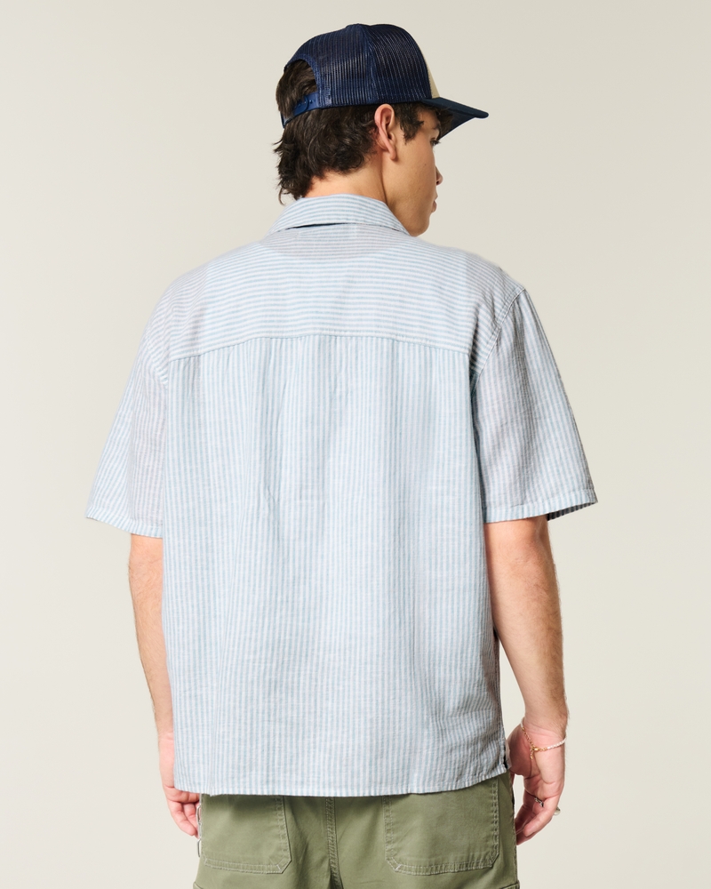Boxy Short-Sleeve Linen-Blend Shirt