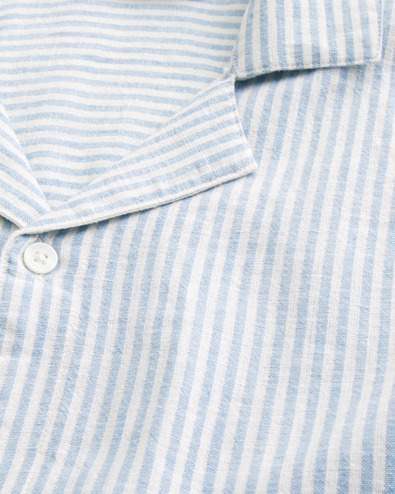 Boxy Short-Sleeve Linen-Blend Shirt