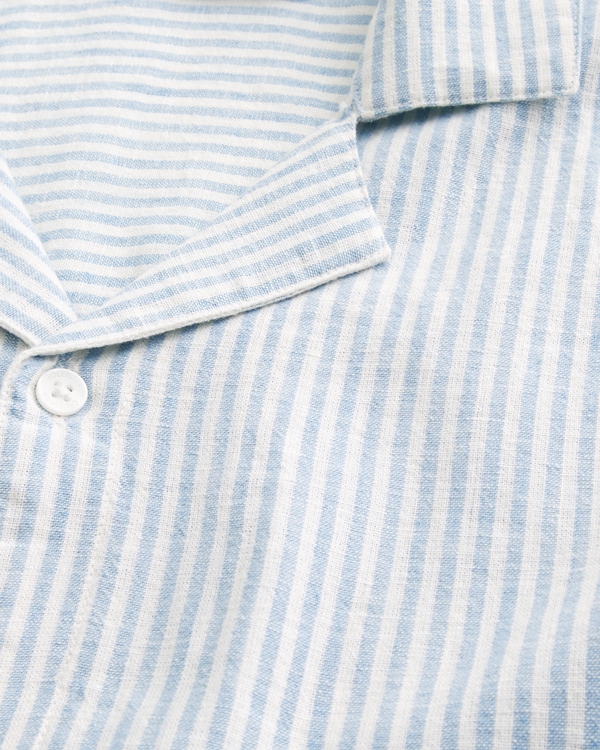 Boxy Short-Sleeve Linen-Blend Shirt