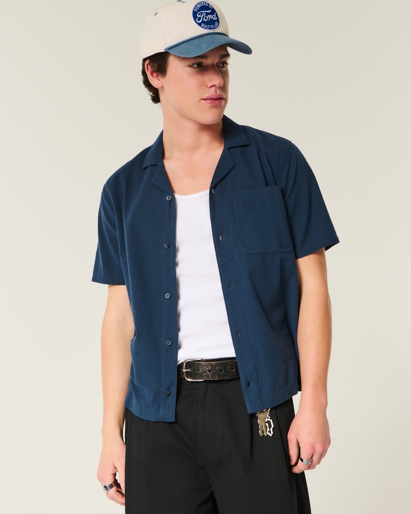 Relaxed Short-Sleeve Button-Through Shirt