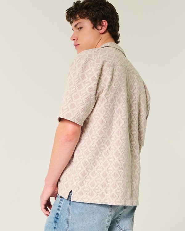 Boxy Short-Sleeve Crochet-Style Shirt