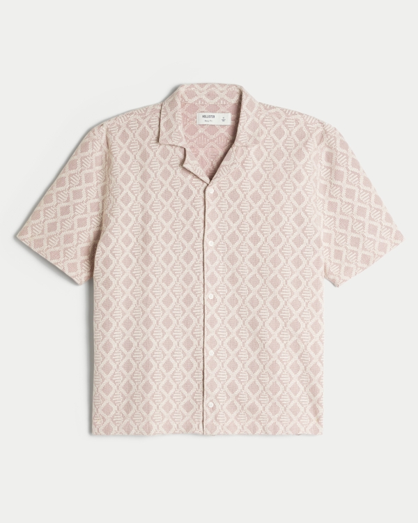 Boxy Short-Sleeve Crochet-Style Shirt