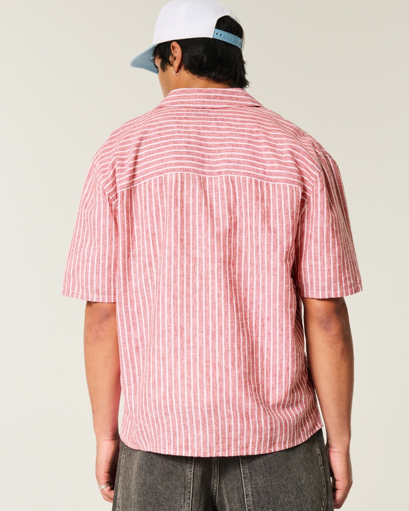 Boxy Short-Sleeve Linen-Blend Shirt