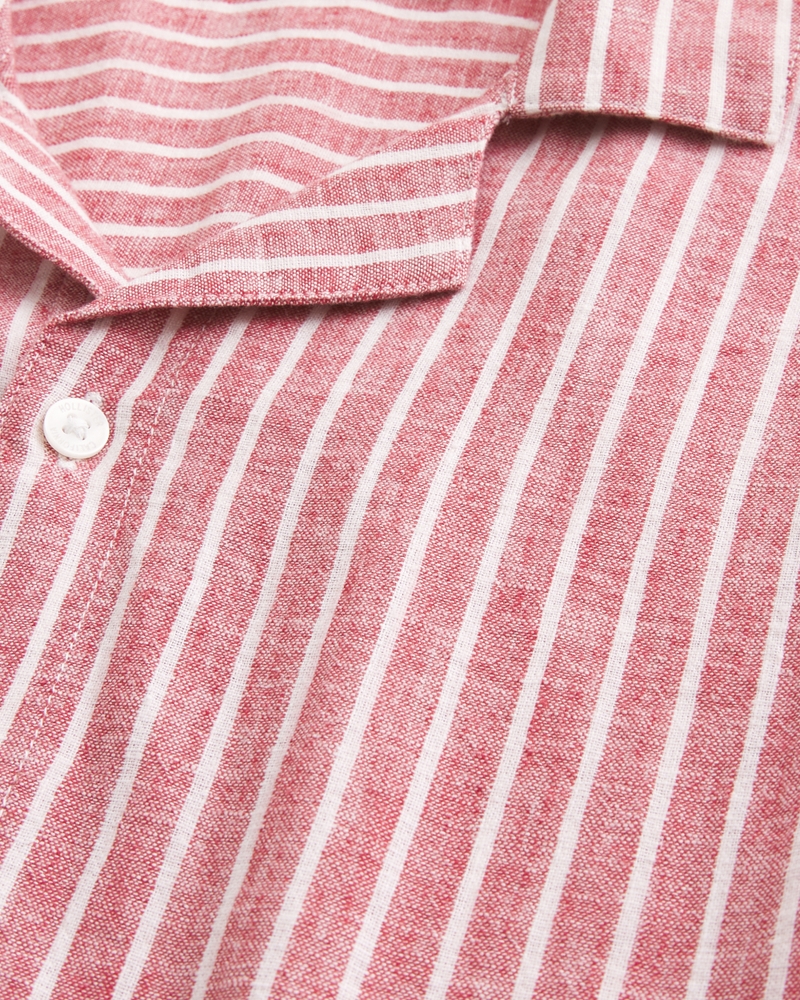 Boxy Short-Sleeve Linen-Blend Shirt