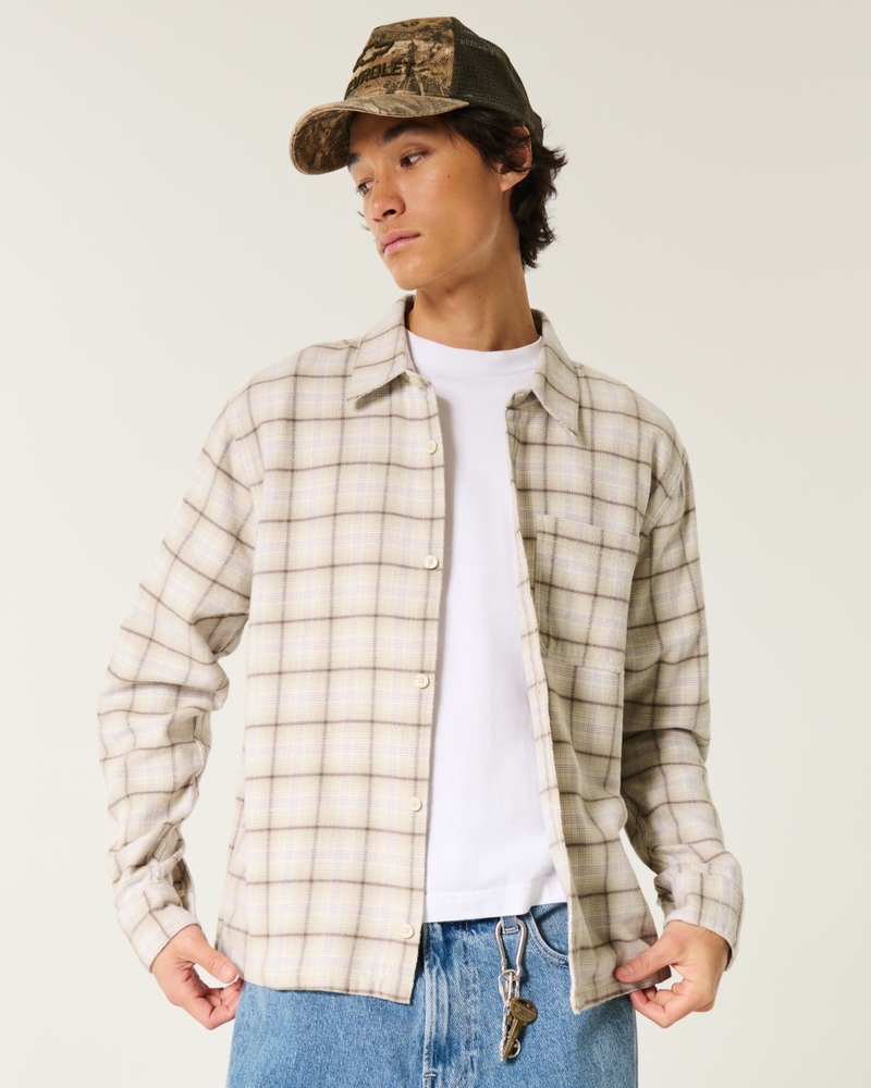 HBEAUTY&YOUTH WOOL FLANNEL BOX SHIRT Flannel Long-Sleeve Shirt