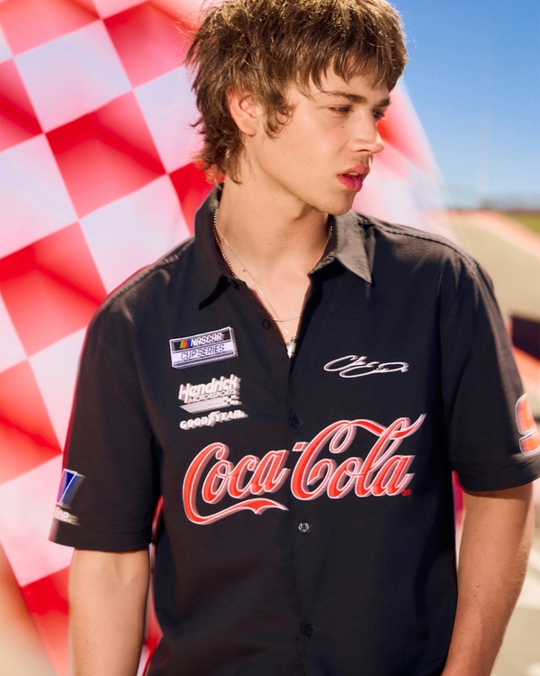 Boxy Coca-Cola Racing Graphic Shirt, Black view 1