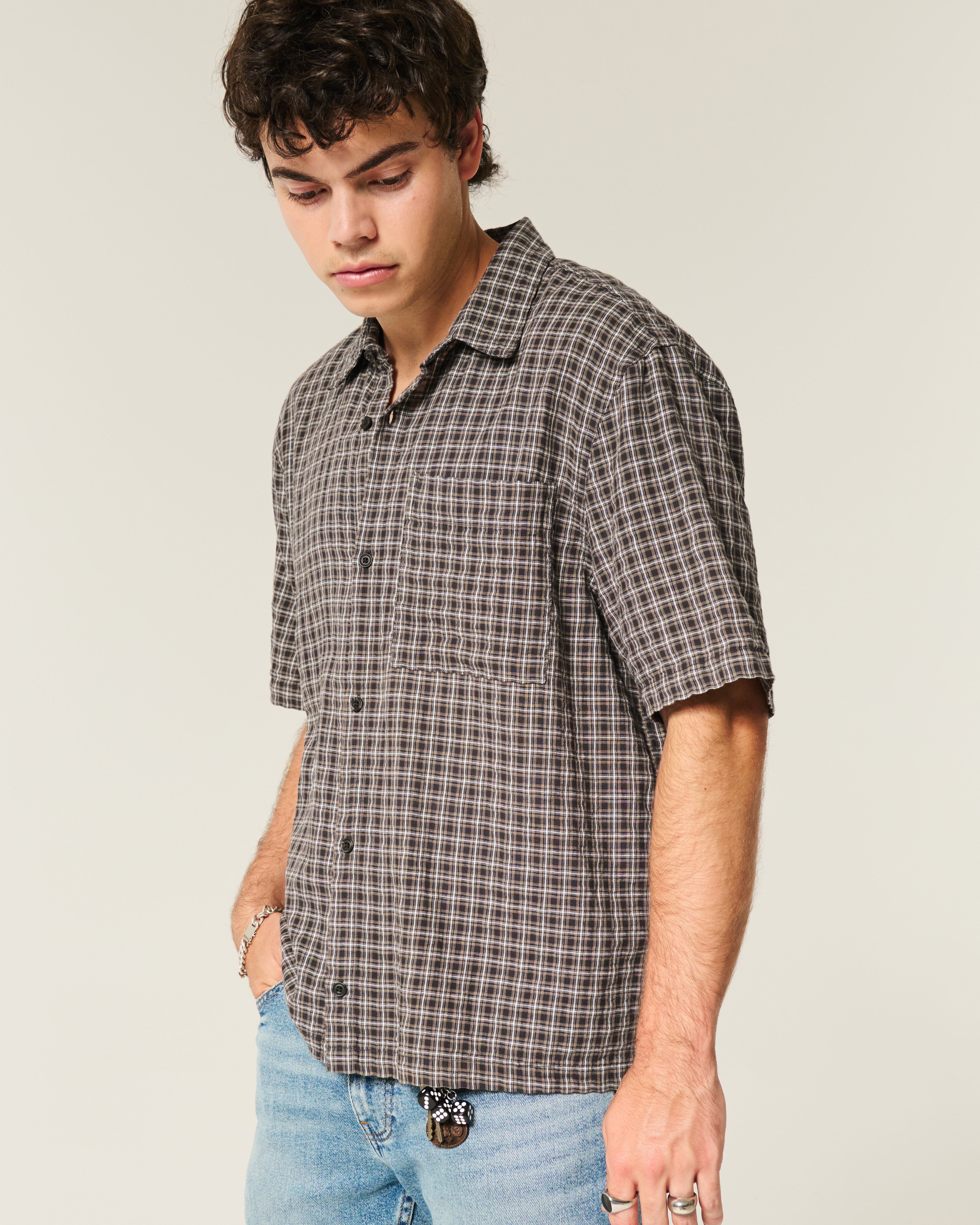 Boxy Short-Sleeve Pocket Shirt