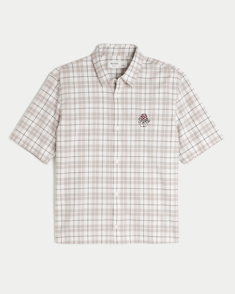 Boxy Short-Sleeve Mushroom Graphic Shirt
