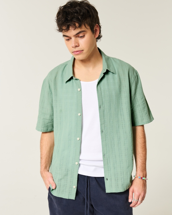 Boxy Short-Sleeve Shirt, Mint Green view 2