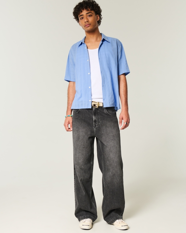 Boxy Short-Sleeve Shirt, Light Blue view 2