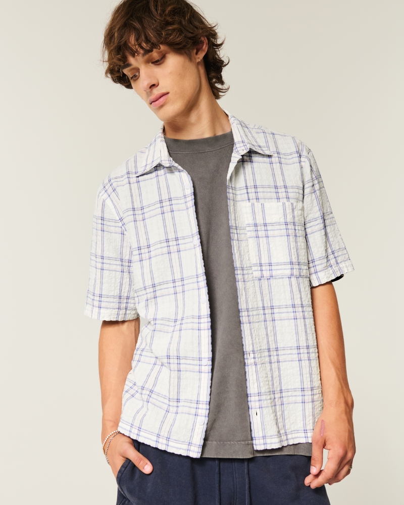 Boxy Tropical Pattern Linen-Blend Shirt