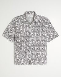 Boxy Tropical Pattern Linen-Blend Shirt