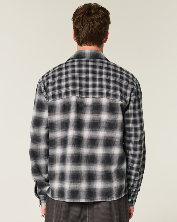 Long-Sleeve Flannel Shirt, Black Pattern view 2