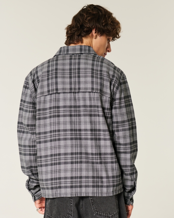 Graphic Flannel Shirt, Gray Plaid view 2
