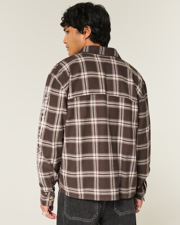 Graphic Flannel Shirt, Dark Brown Plaid view 2