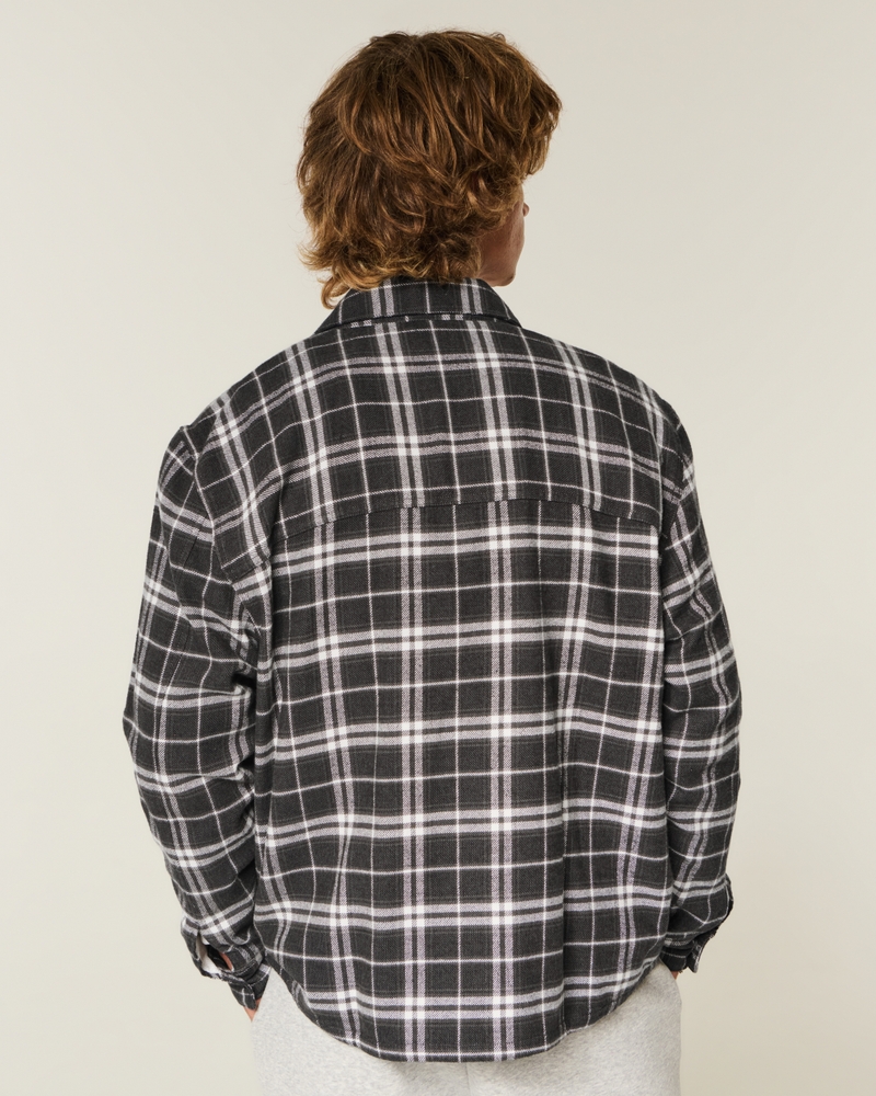 Boxy Thermal-Lined Flannel Shirt