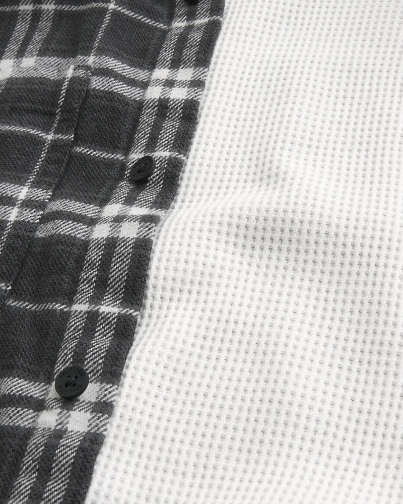 Boxy Thermal-Lined Flannel Shirt