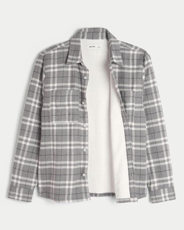 Boxy Thermal-Lined Flannel Shirt