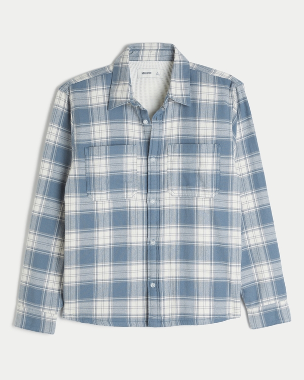 Boxy Thermal-Lined Flannel Shirt