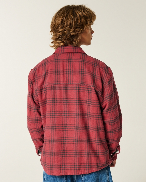 Boxy Thermal-Lined Flannel Shirt