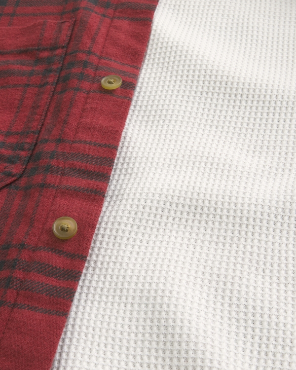 Boxy Thermal-Lined Flannel Shirt