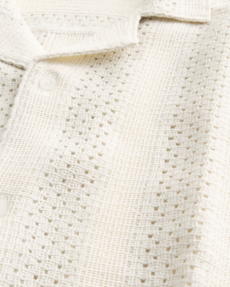 Boxy Crochet-Style Short-Sleeve Shirt