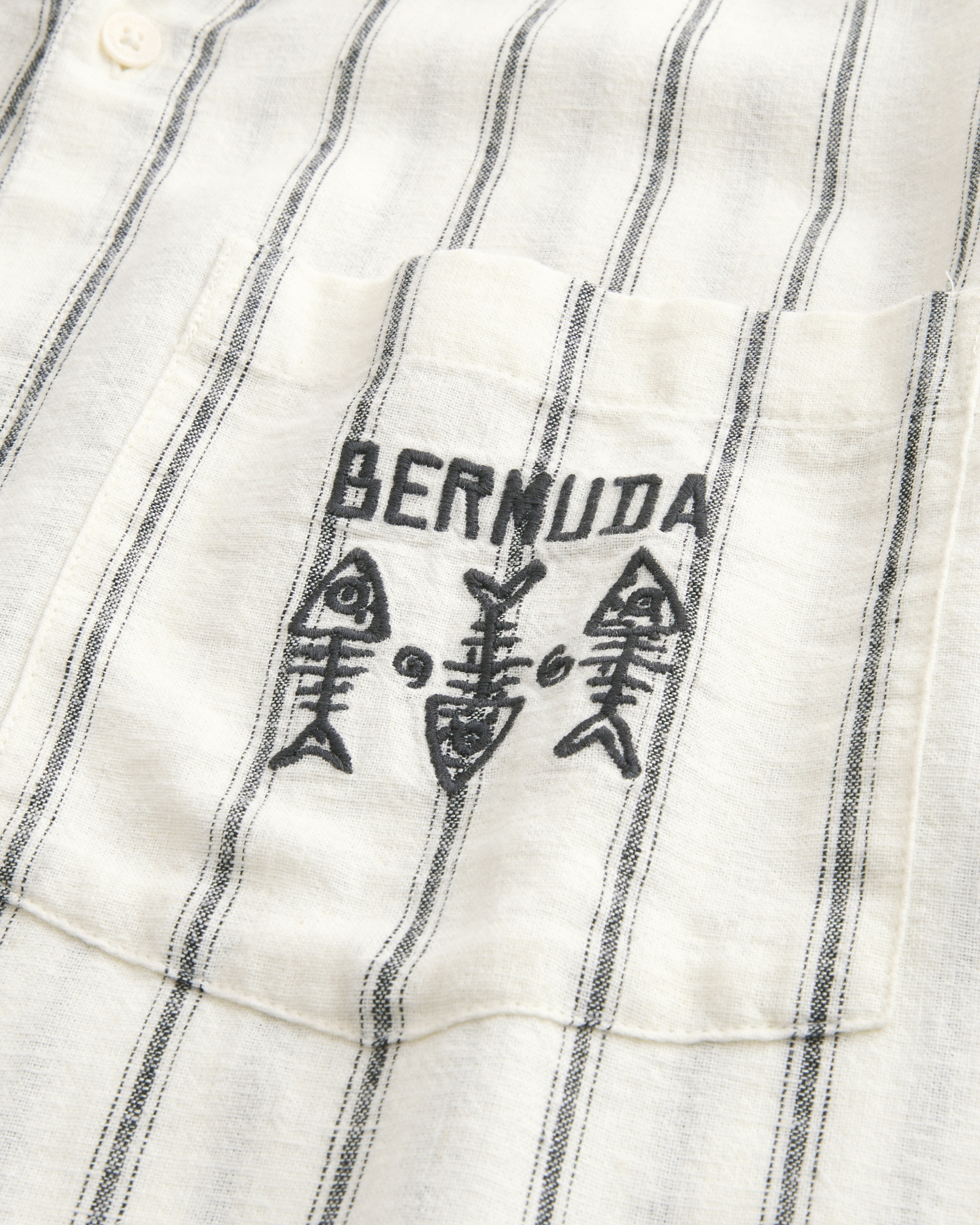 Boxy Linen-Blend Short-Sleeve Bermuda Graphic Shirt