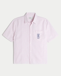 Boxy Linen-Blend Short-Sleeve Key West Graphic Shirt