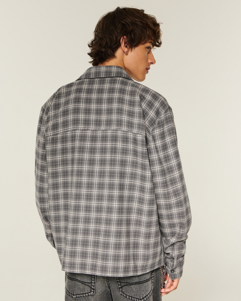 Boxy Embellished Flannel Shirt