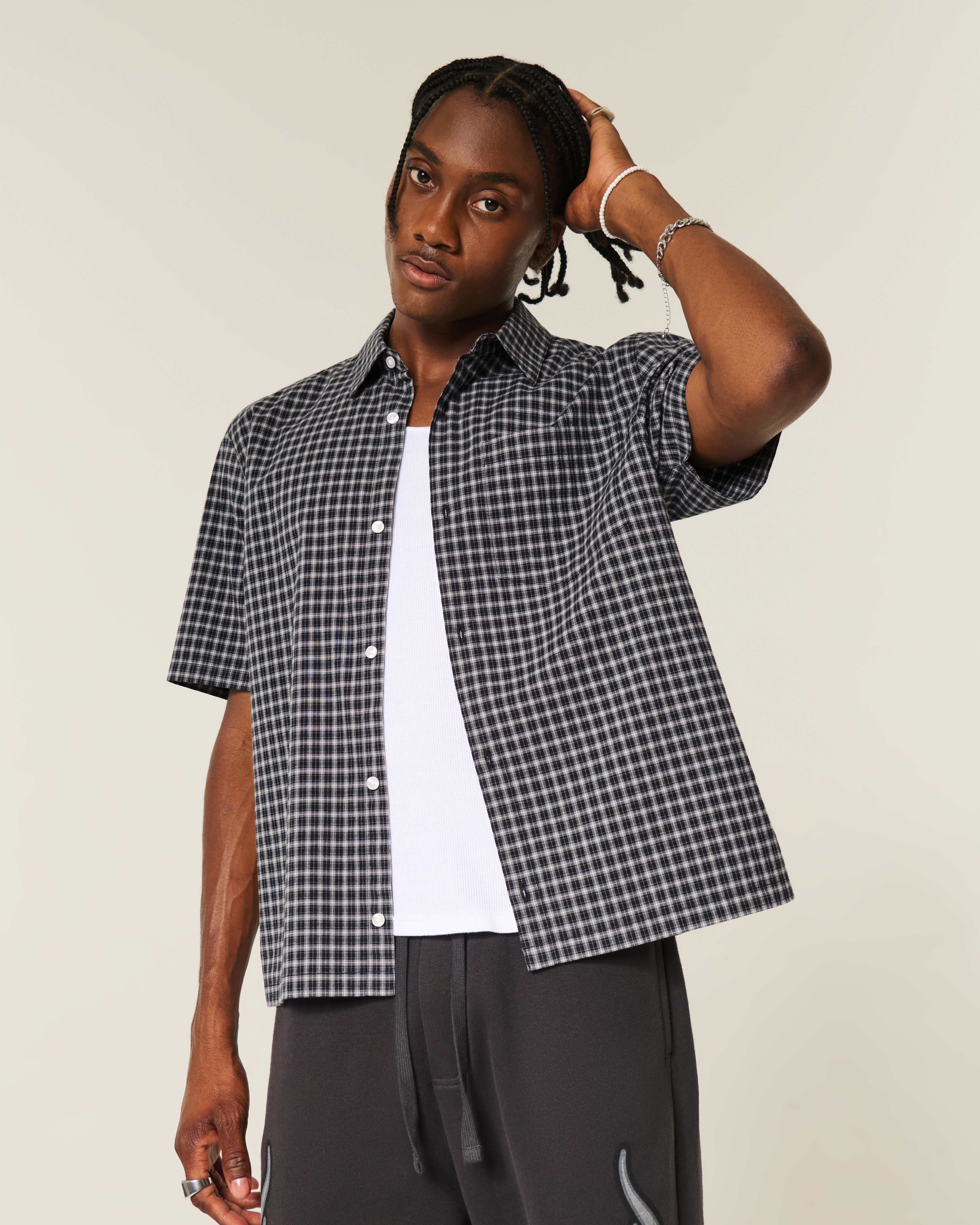 Boxy Short-Sleeve Poplin Shirt
