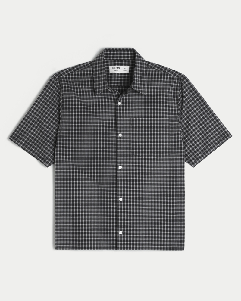 Boxy Short-Sleeve Poplin Shirt