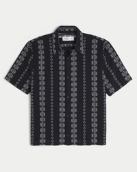 Boxy Short-Sleeve Embroidered Shirt