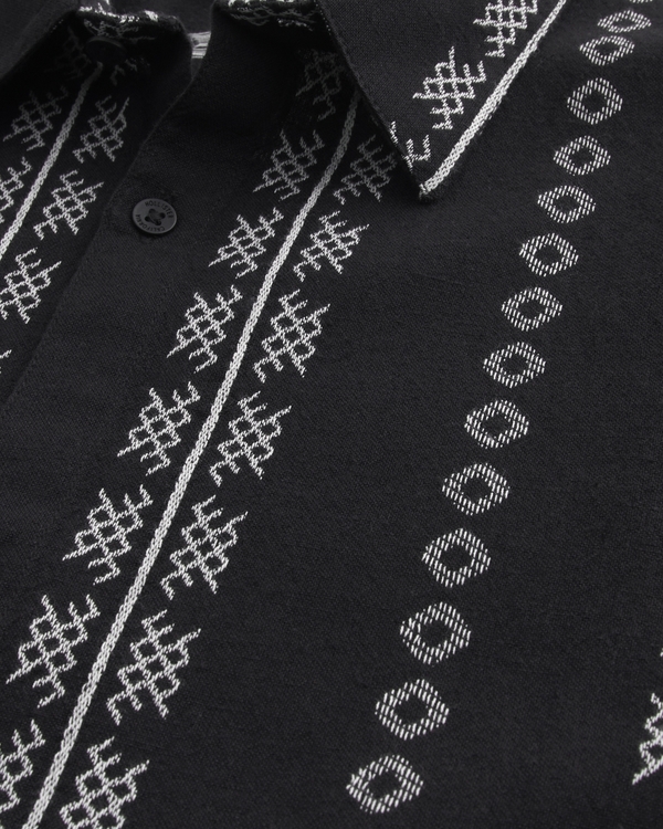 Boxy Short-Sleeve Embroidered Shirt