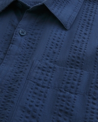 Boxy Short-Sleeve Seersucker Shirt