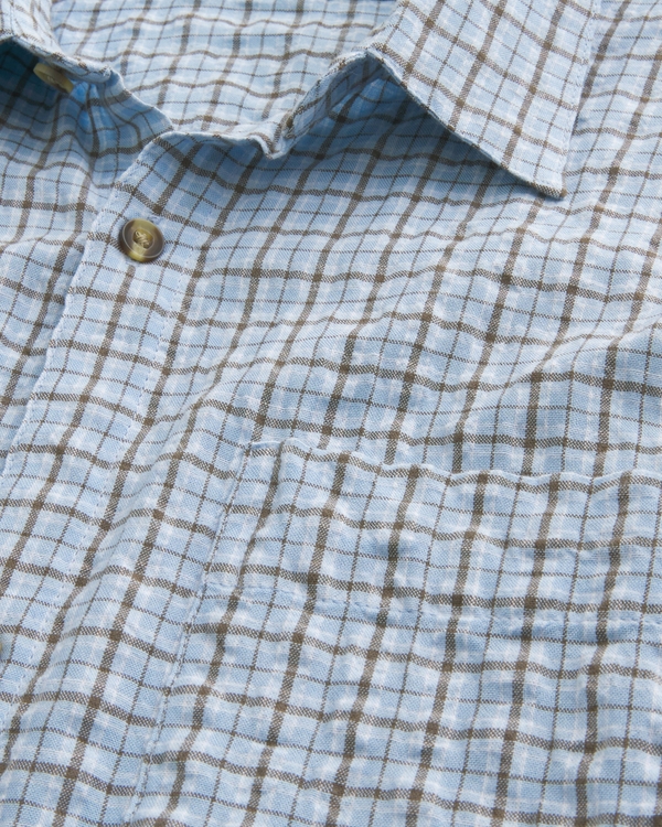 Boxy Short-Sleeve Seersucker Shirt