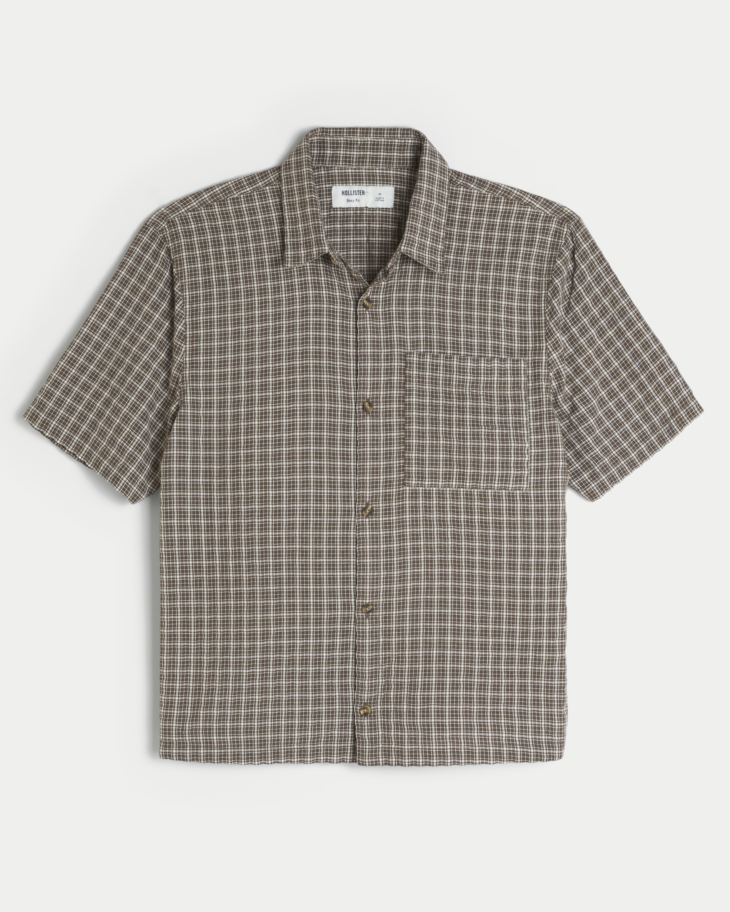 Boxy Short-Sleeve Seersucker Shirt