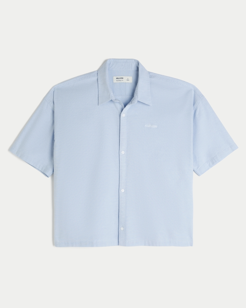 Men's Super Boxy Short-Sleeve Oxford Shirt Men's Tops