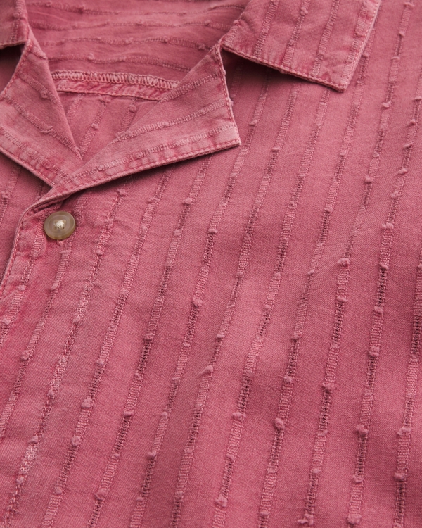 Boxy Short-Sleeve Textural Pattern Shirt