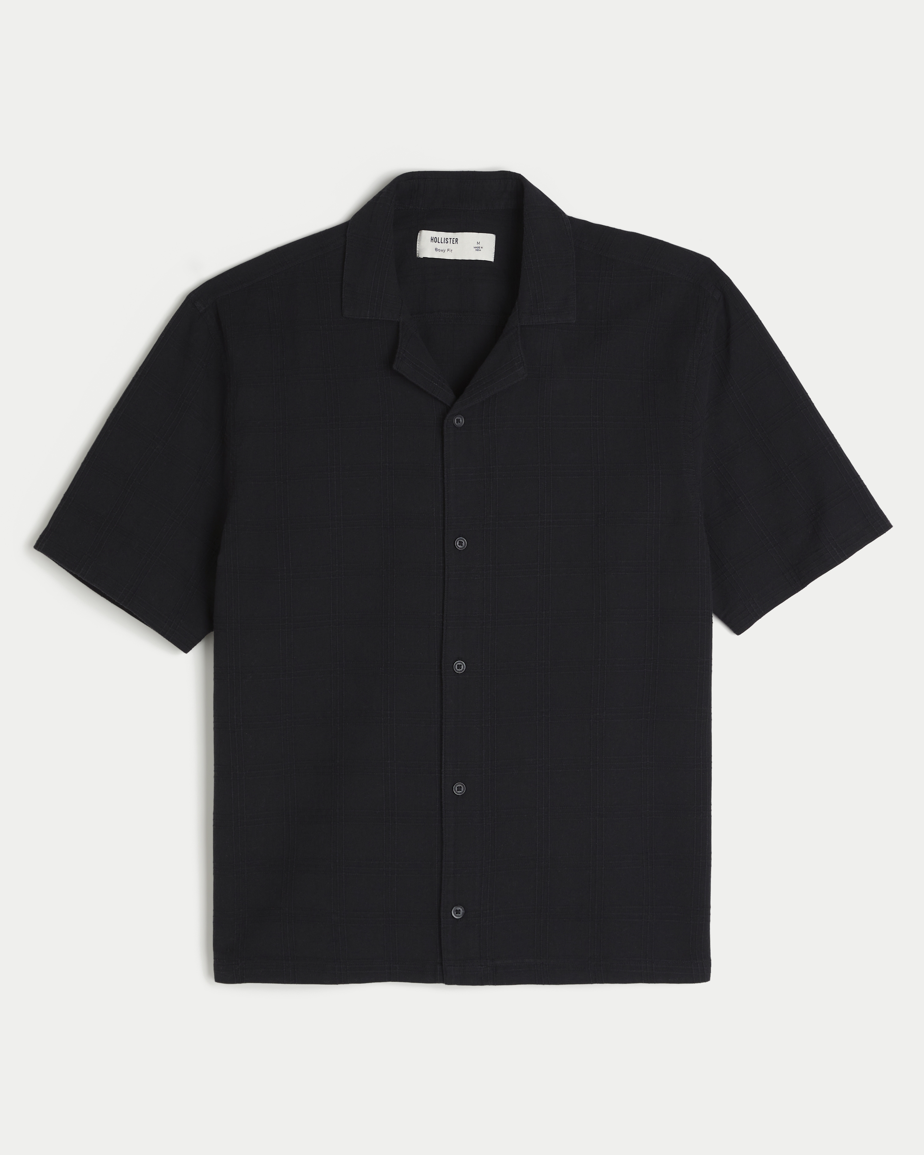 Boxy Textural Short-Sleeve Shirt