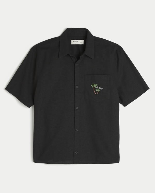 Men's Boxy Short-Sleeve Linen-Blend San Diego Graphic Shirt
