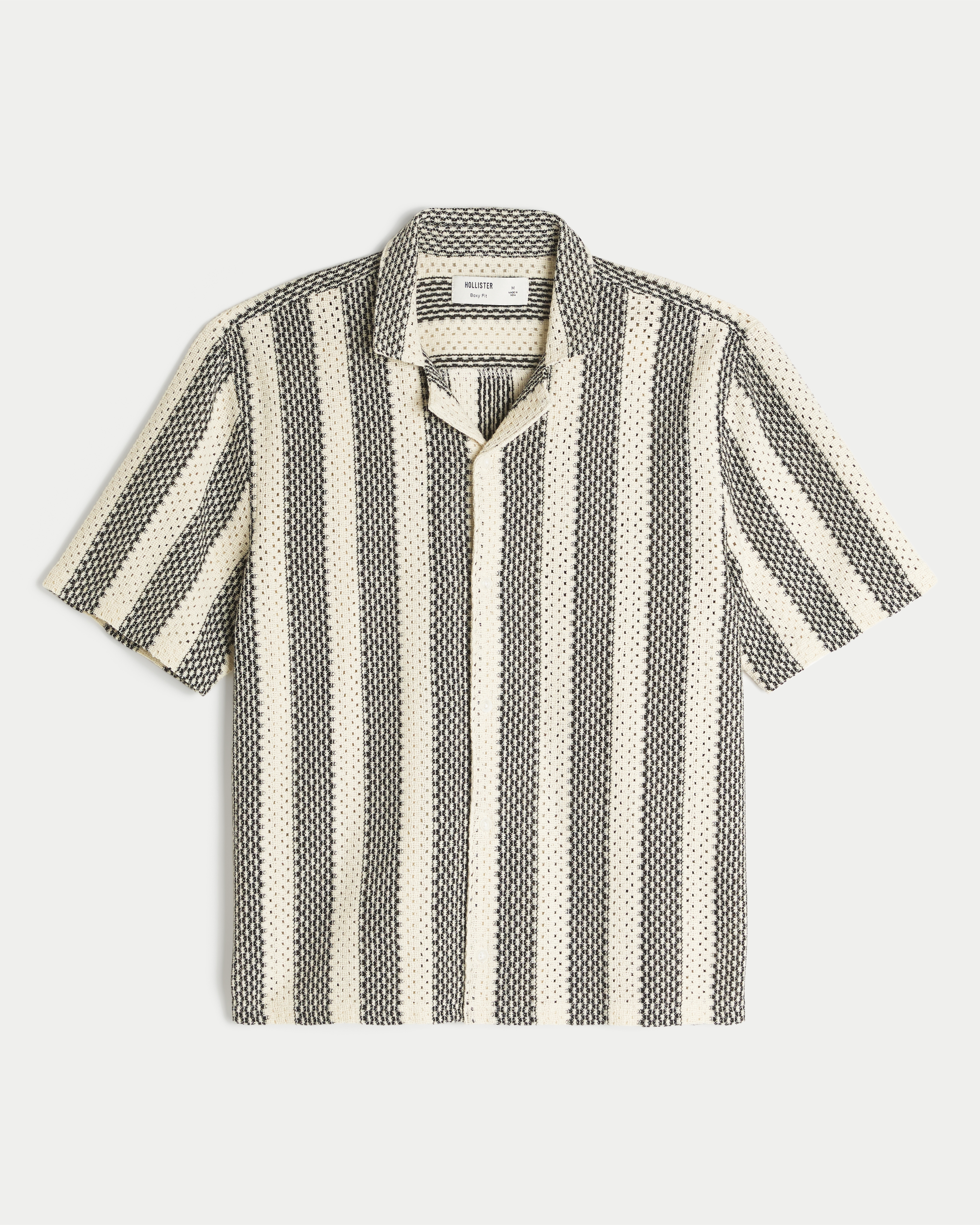 Boxy Short-Sleeve Crochet-Style Shirt