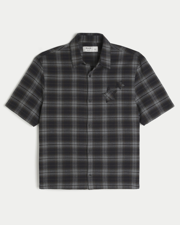 Men's Boxy Star Applique Check Pattern Shirt | Men's Clearance