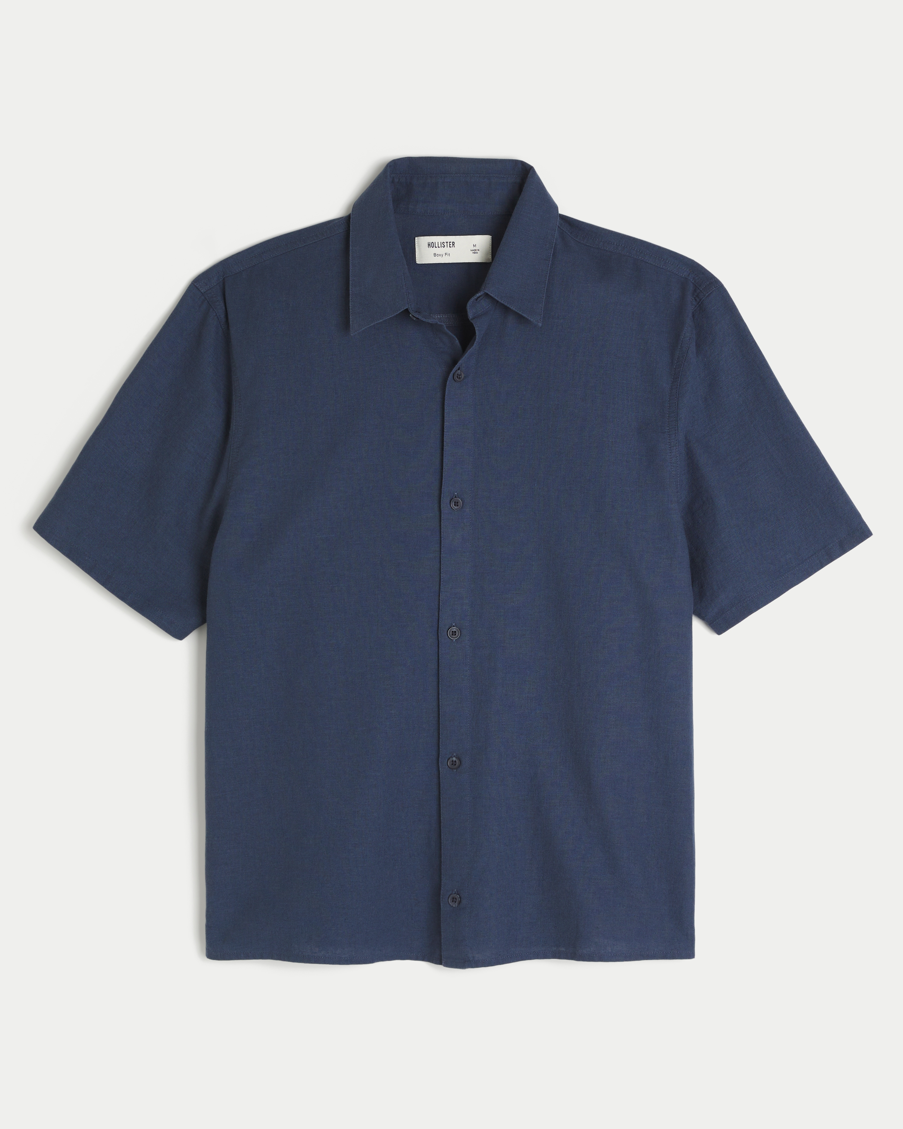 Boxy Short-Sleeve Linen-Blend Shirt